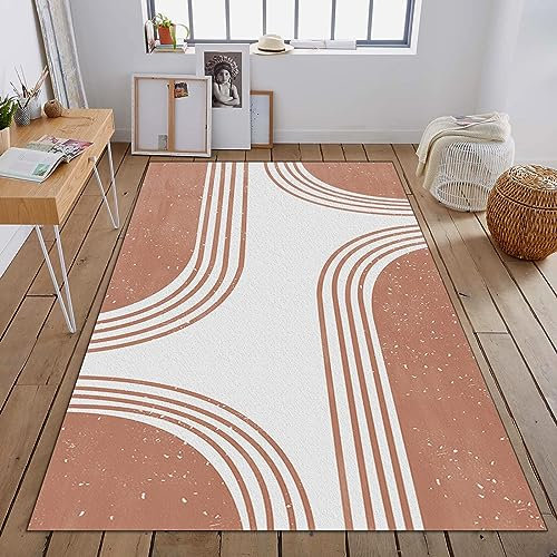 PAJEON Modernes Minimalistisches Braun Beige Abstrakt Indoor-Teppich, 170 x 240 cm Kurzflor Kinderteppich - für Terrasse Garten, Küche, Bad Oder