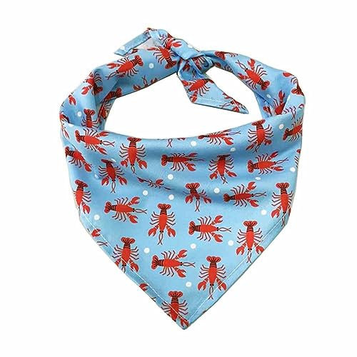 SHTGOI 2 Stück Hundehalstuch Sommer Haustier Dreieck Bandanas Blau Lätzchen mit Hummer Muster Verstellbar Dreieckstuch Kopftücher Hunde Schal für Katzen Hunde mit Halsumfang von 20-46 cm 8#