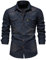 Generisch Washed Classic Long Sleeve Denim Shirt with Slim Pocket for Men Breathable & Breathable Modern Slim Fit Leisure with Reclining Collar Shirt Comfort Fit Shirt Half Sleeve Chambray, navy, M