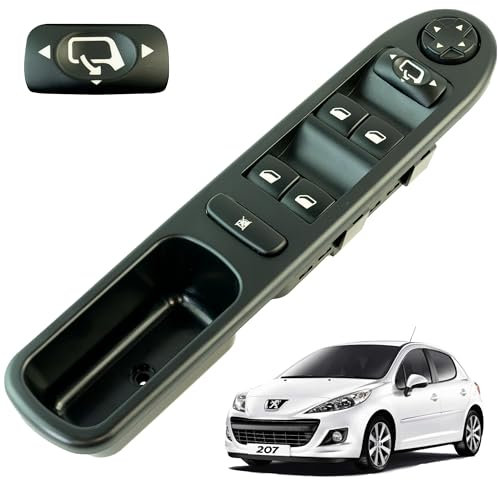 Bouton leve vitre compatible pour Peugeot 207 5 portes et 207 SW (break) (2006-2014) commande lève-vitre avant gauche (conducteur) 6554QG