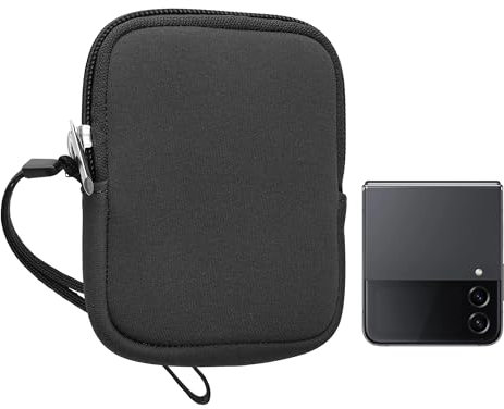 kwmobile Handytasche für Faltbare Smartphones XXS - 3/3,5 - Neopren Hülle Grau - XS Handy Tasche 10 x 8 x 2 cm Innenmaße - Mini Geldbörse