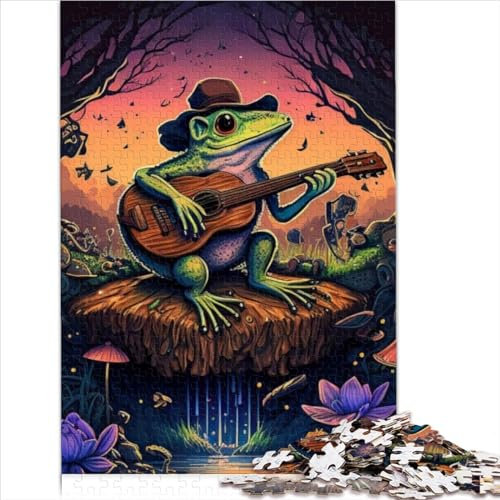 Puzzles für Erwachsene, Frosch spielendes Banjo-Puzzles für Erwachsene, 1000 Holzpuzzles, Teenager ab 12 Jahren, Weihnachtspuzzle-Geschenke für Frauen, Größe (50x75 cm)