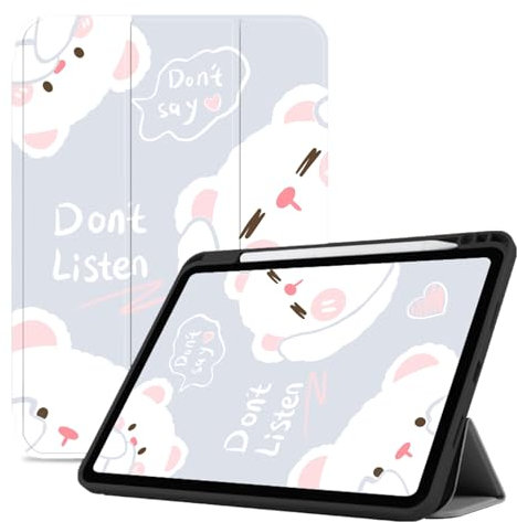 Hülle Für Ipad 9/8/7 (10,2 Zoll, Modell 2021/2020/2019, 9./8./7. Generation), Verstärkte Ecken, Abdeckung Für Ipad 10,2 Zoll, Weiches TPU Für Ipad-Hülle – Süßer Kleiner Weißer Bär