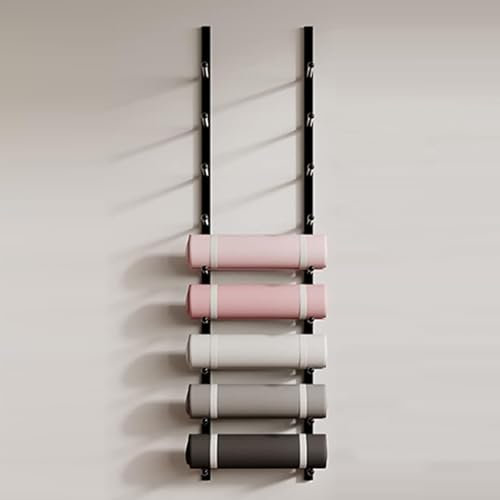 BBHW Yogamattenhalter 9-lagige Yogamattenhalter-Wandhalterung, Heim-Fitness-Accessoires-Dekoration, Hochleistungsschaumstoffrollenspeicher, Schwarzer Wand-Organizer für Trainingsgeräte