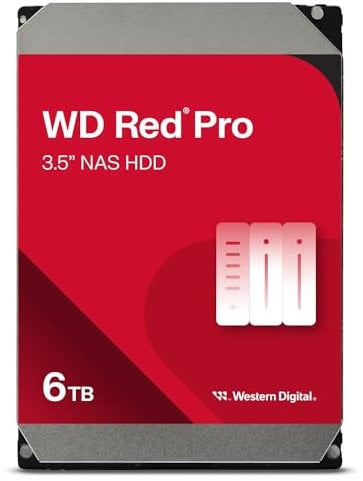 WD Red Pro 6TB NAS Hard Disk Interno 3,5 - 7200 RPM Clase, SATA 6 Gb/s, CMR, 256MB Cache