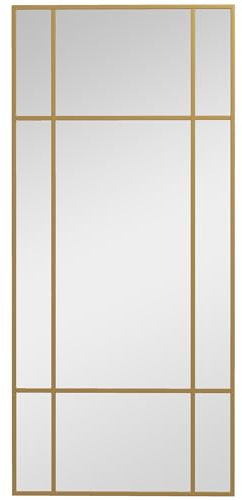 HOMCOM Specchio da Parete Stile Finestra, Specchiera per Soggiorno e Camera con Montaggio Verticale e Orizzontale, 110x50cm, Oro