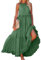Robe longue dos nu smockée pour femme, élégante, ample, fluide à volants, robe de plage avec poches, L004-vert, XX-Large