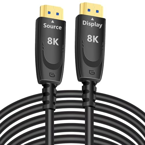 DTECH 8K HDMI Cable Fiber Optic 8m 4K@120Hz 8K@60Hz 48Gbps Ultra High Speed Gaming HDR eARC HDCP in Wall Rated Compatible with Fire TV Soundbar PS5 PS4 Xbox 1440p 240Hz Monitor (Black)
