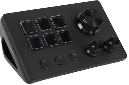Yunir 6-Tasten-Makrotastatur mit Knöpfen, LCD-Tastatur mit Benutzerdefinierten Tasten, für OBS für Twitch für OS X PC (Black)
