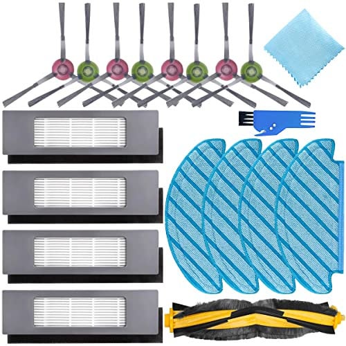 EATBALE Replacement Accessories for Ecovacs DEEBOT OZMO T8 AIVI T8 Max T8 Series N8 Pro N8 Pro Plus Robot Vacuum Cleaner, with 8 Side Brushes, 4 Filter, 1 Main brush, 4 Mop Cloth(17 Pack)