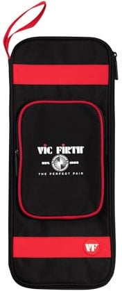VIC FIRTH - VXSB0042 Protege Stick Bag Black, Borsa per Bacchette da Batteria, Compatta e Resistente, Colori Nero e Rosso