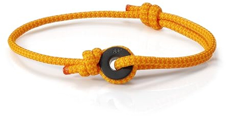 Eighty Eight Degrees Sailing Thimble Bracelet, Durable Rope Bracelet for Sailing Enthusiasts, Adjustable Rope Barcelet, Handmade in The UK (Sunset & Black)