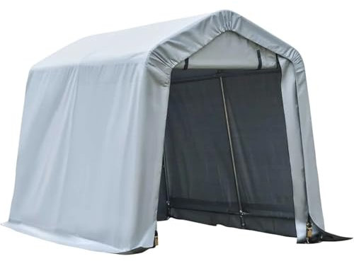 BDXMKS Carport 6' x 8' Carport, tragbare Garage, Robustes Lagerzelt, Terrassen-Lagerunterstand mit UV-beständiger PE-Abdeckung und Türen mit Doppelreißverschluss