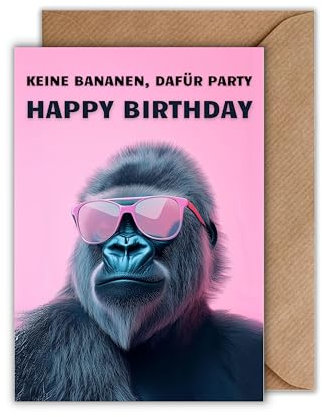 WBdesignz Grußkarten mit Umschlag - lustige Tiermotiv Karten (Gorilla)