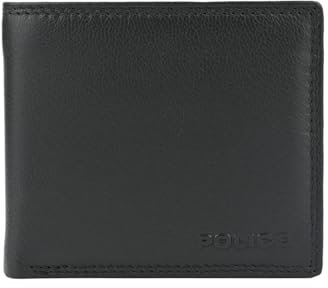 Police Portefeuille homme en cuir véritable, petit format sans fenêtre avec porte-monnaie, boîte cadeau