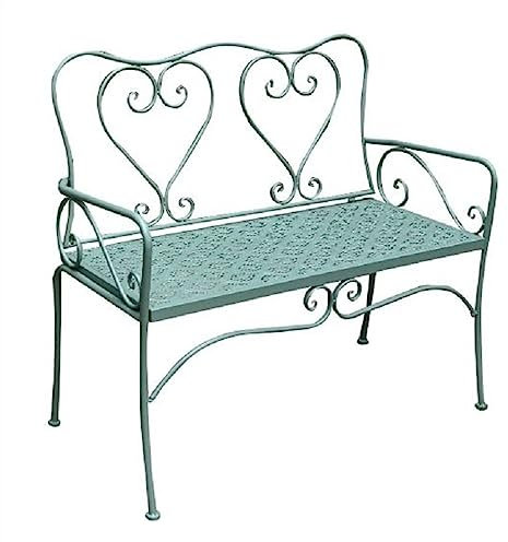 Panchine da esterno, Panca da giardino, panca da esterno in metallo a forma di cuore con schienale, elegante seduta da terrazza for il tempo libero for 2 persone Panca da giardino per parco patio(Gree