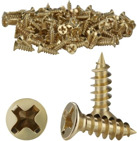 TXXATX M2x8 mm Holzschrauben 300 Stück Schrauben Holz Kreuzkopf Screws Farbe Gold Senkkopfschrauben Selbstschneidende Schrauben mit Senkkopf Kleine Flachkopfschrauben für Bürogeräte Holzmöbel DIY