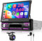 Hodozzy 2G+64G Radio de Coche 1 DIN Carplay Android Auto Inalámbrico, 7 Pulgadas Retráctil Manual Pantalla con Bluetooth, Android Radio con GPS WiFi Mirrorlink Radio FM/RDS, DSP, USB, SWC+ Cámara