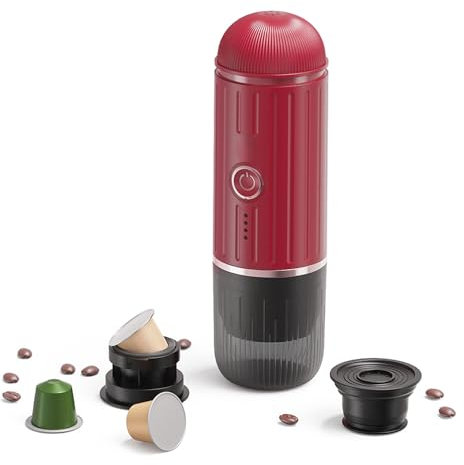 Naroote Beheizte Kapsel Maschinenraumtemperatur oder Erhitzte Extraktion Tragbare Kaffeemaschine Kaffeekanne für Kaffeepulver - -Kapsel (Rot)