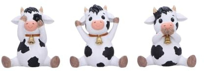 Nemesis Now Three Wise Cows Figurines, Adorable Hand-Painted Resin Collectibles and Gift - Cows