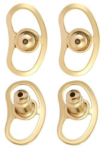 LEEQ Elevadores de Pendientes, 4pcs Botón Perforado Parte Trasera de Pendientes para Orejas Caídas Planos Bloqueo Respaldo de Soporte de Pendientes para Pendientes Grandes Pesados, Oro
