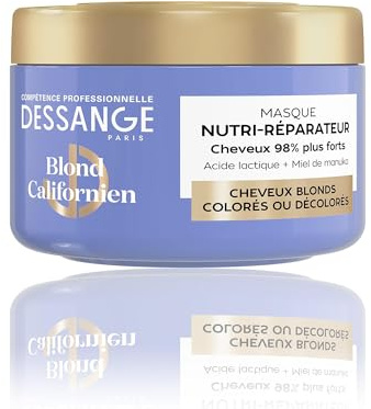 DESSANGE Nutri-Repair-Maske, kalifornisches Blond, 280 ml | Milchsäure & Manuka-Honig, reduziert das Risiko von Bruch, pflegt & repariert gründlich, verleiht Glanz & Geschmeidigkeit