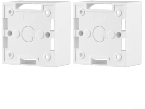 Surfaces Mounted Single Gang Back Box 86x86x40mm PVC Electrical Junction Box Wall Socket Faceplate Housing for Ethernet Network Cable Management System(White-2PCS)