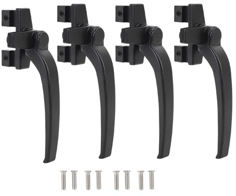 YYALYYON Maniglia per finestra 4 pezzi Serratura per maniglia per finestra in lega di alluminio per porta scorrevole interna ed esterna Finestra scorrevole verticale e orizzontale (Nero)