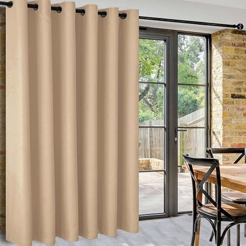 DWCN Thermal Insulated Curtains Black Out Curtains Wide Curtains Ring Top | Room Divider Curtains Window Treatment Single Curtain Windproof for Living Room Bedroom,Biscotti Beige,100 x 84 inch,1 Panel