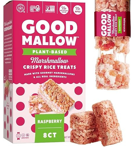 Good Mallow Plant Based Marshmallow Crispy Rice Treats Raspberry - 8 ct. 2 x 176g