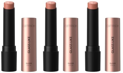 Catrice Glass Like Gloss Stick, Lippenstift, Nr. 010, Nude, feuchtigkeitsspendend, glänzend, farbintensiv, vegan, ohne Konservierungsstoffe, ohne Parabene, ohne Mikroplastikpartikel, 3er Pack (3x3g)