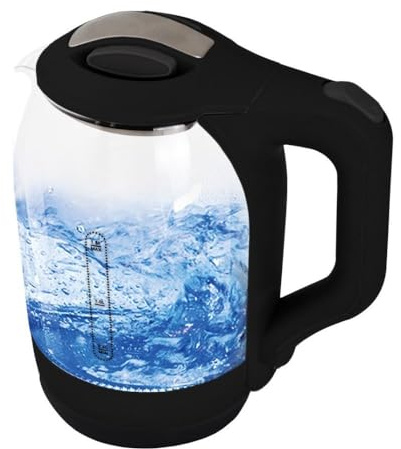 Bollitore Elettrico in Vetro 1,7L con LED Blu – Bollitore Acqua 1500W con Spegnimento Automatico e Protezione a Secco, Design Moderno per Cucina