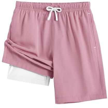 Zoofly Maillot de Bain Short pour Garçons avec sous-Short Compressif, Séchage Rapide, Respirant, Taille Élastique et Poches - 4 à 16 Ans