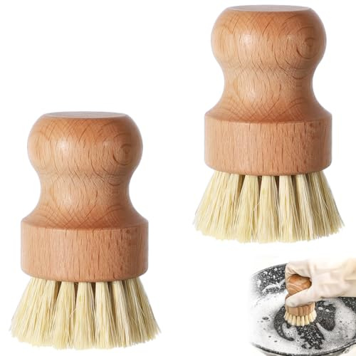 Gemüsebürste, 2 Stück, Natürlicher Bambus und Rosshaar | Mushroom Brush, Champignonbürste, Kartoffelbürste, Küchenbürste, Holzspülbürste
