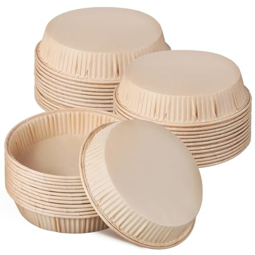 Tofficu Stampi da Crostatine Rotondi 4 Pollici 100 Pezzi in Pergamena | Facili da Tenere, Adatti a Forno e Microonde, Beige, Antiunto, per Dessert e Quiche