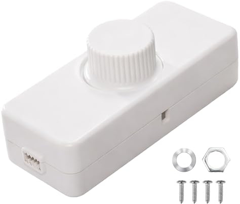Dimmer Schalter, Dimmschalter für LED Lampen, LED Dimmer 230V, Weißer Online Dimmer mit Stufenloser Regelung, Einfache Installation für Wohnzimmer und Schlafzimmer