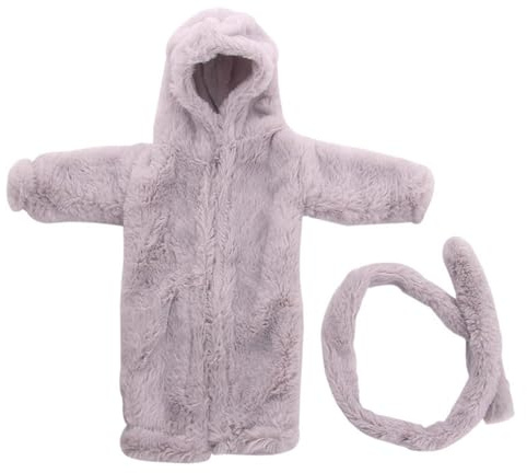 Codulu Baby-Puppen-Kleidung für 45,7 cm große amerikanische Puppe, Winter-Plüsch-Nachthemd, Outfits, Zubehör für 43–46 cm, Mädchenpuppe, Geschenke, 1 Stück, Grau