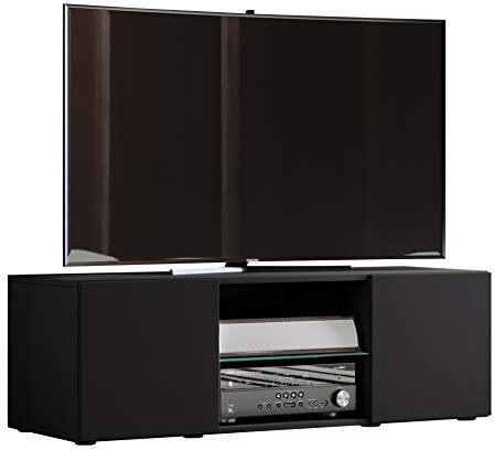 VCM TV Möbel | Lowboard | Fernsehschrank | Maße H. 40 x T. 36 cm | Fernseh Möbel - Lowina 115, Schwarz