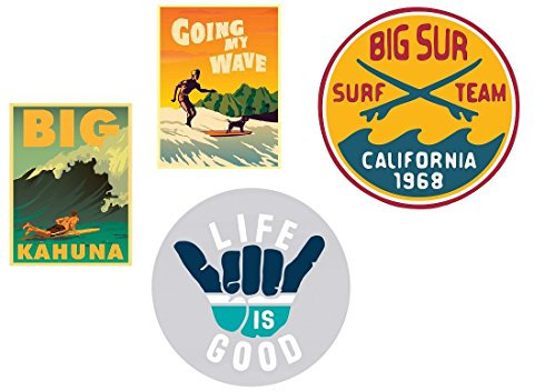 24/7stickers #154 / Aufkleber Set 4X Surfer Breite je ca. 6cm Beach Surfboard Hippie Hang Loose Vintage Oldtimer