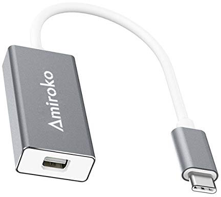 Amiroko USB-C to Mini DisplayPort Adapter, USB 3.1 Type C to Mini DP Adapter Support 4K, 1080P for MacBook Pro, MacBook 12, Alienware, to LED Cinema Display/Dell Monitor etc, Gray