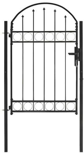vidaXL Puerta de Jardín con Arco Superior Entrada Jardín Accesorios para Entrada Funcional Moderna Estable Duradera Práctica 100x150cm Acero Negro