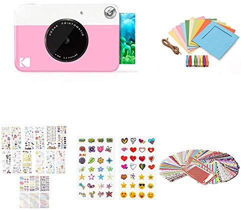 KODAK PRINTOMATIC Digitale Sofortbildkamera, Vollfarbdrucke auf Zink 2x3-Fotopapier mit Sticky-Back-Funktion - Drucken Sie Memories Sofort (Rosa), Starter Bundle