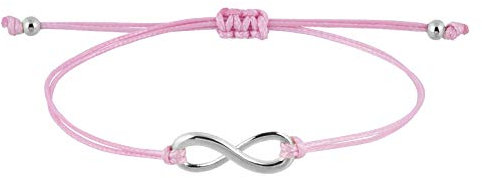 StarAppeal Unendlichkeit Infinity Liebe Freundschafts Armband mit Perlen in Silber und Gold, Größenverstellbar, Mädchen, Damen Armband, Handmade (Rosa-Silber)