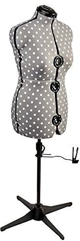 Sewing Online Verstellbare Schneiderpuppe Grau mit Punktmuster 8-Teilige | Mittel (M) [Größe EUR 44 bis 48]