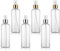 KIPETTO 6Pcs Clear Fine Mist Spray Bottles with Gold and Silver Trim Atomizers Dust Caps, BPA Free PET Plastic Empty Travel Containers for Aromatherapy, Facial Spray, Hair Styling, 100ml