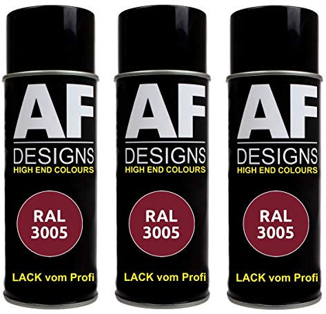 Alex Flittner Designs 3X RAL Lackspray Autolack Buntlack Spraydose RAL3005 WEINROT stumpfmatt