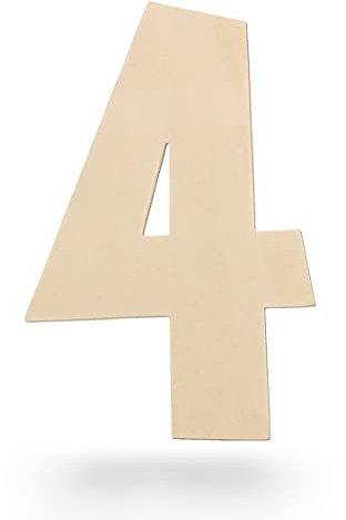 Kleenes Traumhandel Holzzahlen - Zahlen aus Holz - Holz-Zahlen für Geburtstag, Hochzeit, Jahrestag - Holzzahlen zum selbst gestalten - (20 cm, 4)