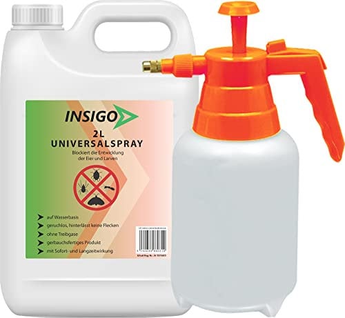 INSIGO Universal Anti-Insekten-Spray 2 Liter + 2 Liter Sprüher | Hochwirksame Insektenbekämpfung | gegen Insekten Larven & Eier auf Wasserbasis