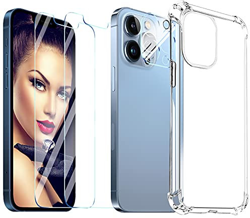 mtb more energy® Protection Bundle kompatibel mit Apple iPhone 13 Pro (6.1'') - 1x Soft Armor Hülle + 2X Display-Schutzglas + 1x 3D-Kamera-Schutzglas