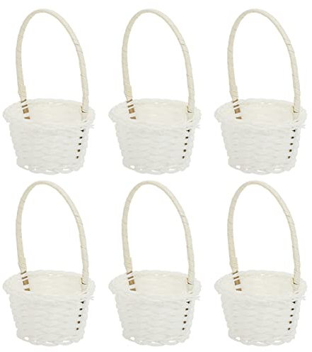 6 Stücke Geflochtener Blumenkorb Mini Weidenkorb mit Henkel Hochzeit Streukorb Landhaus Ostern Tisch Frühlingsdeko (9cm Durchmesser)